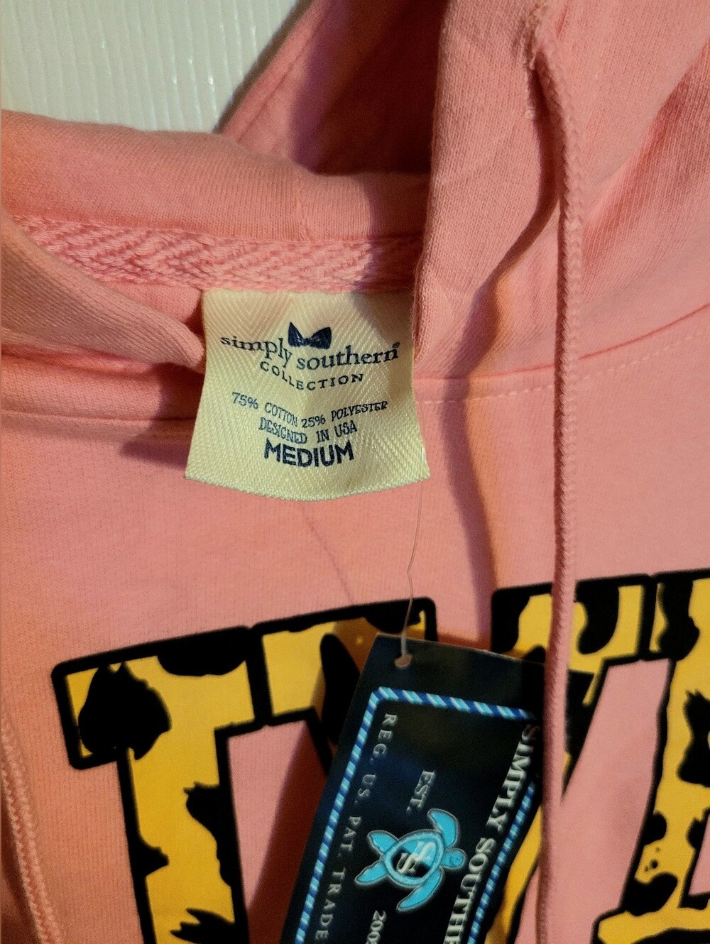 Simply Southern Coral "Live Life" Leopard-Print Hoodie - Picture 4 of 6